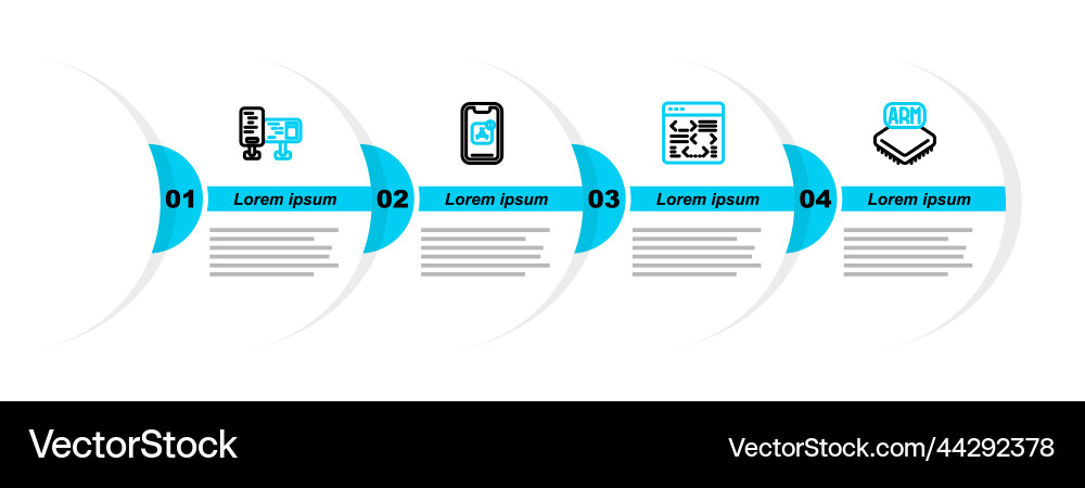 Set line processor software mobile apps Set line processor software mobile apps vector image