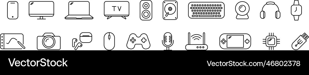Set of device and technology icons computer vector image