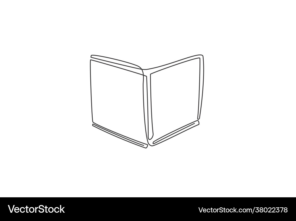 Single continuous line drawing open textbook Single continuous line drawing open textbook Vector Image