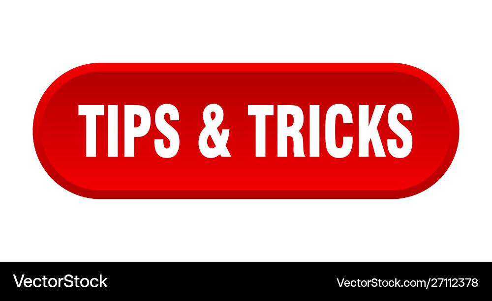 Tips tricks button rounded red sign vector image