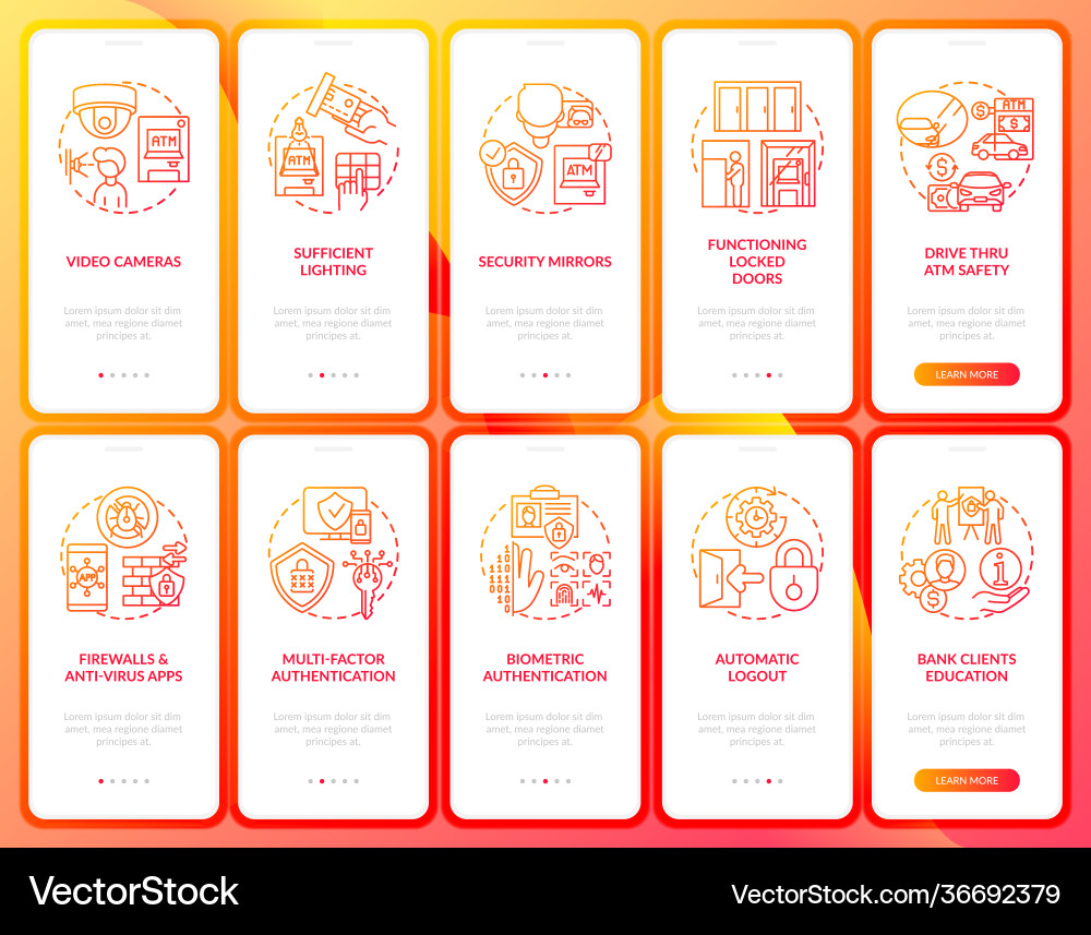Banking security onboarding mobile app page Vector Image