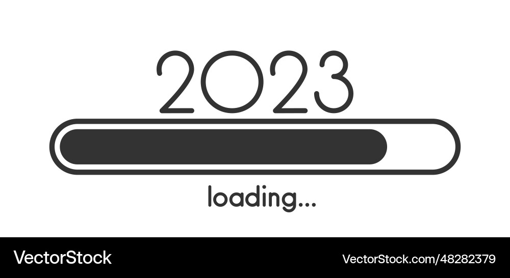 Black 2023 loading bar on white background Black 2023 loading bar on white background vector image