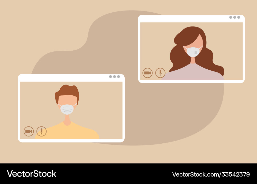 Character using a video call interface vector image