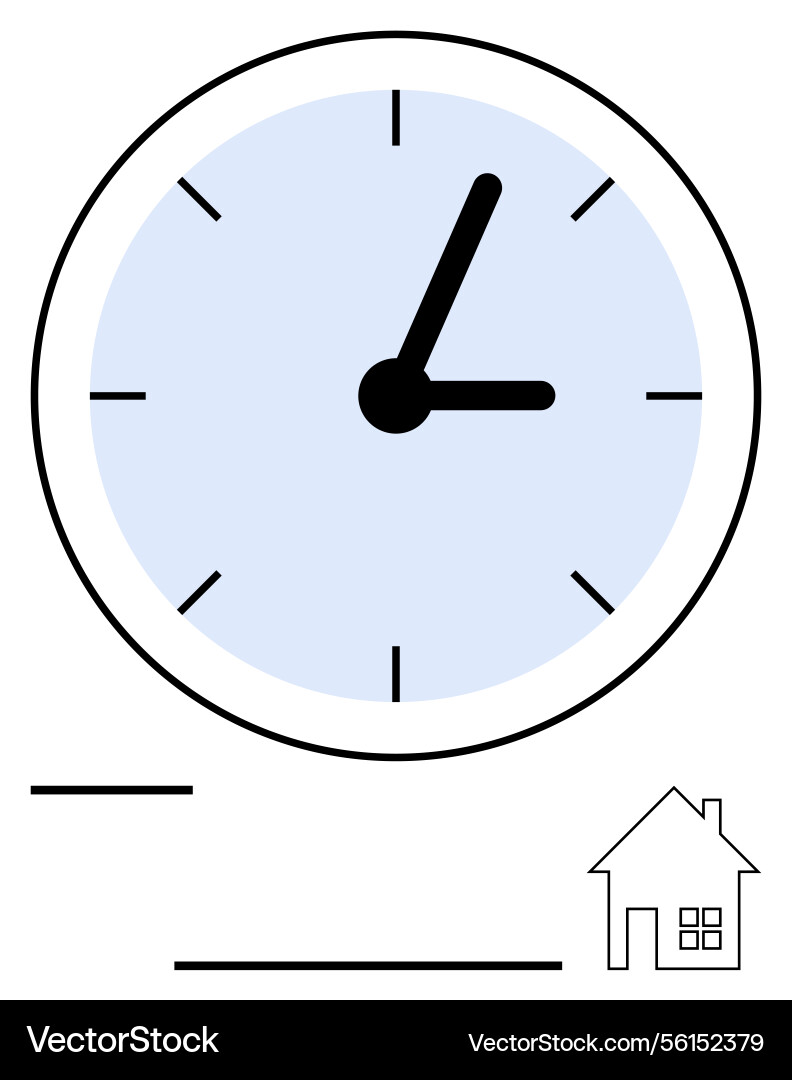 Clock displaying time with minimalistic home icon Clock displaying time with minimalistic home icon vector image