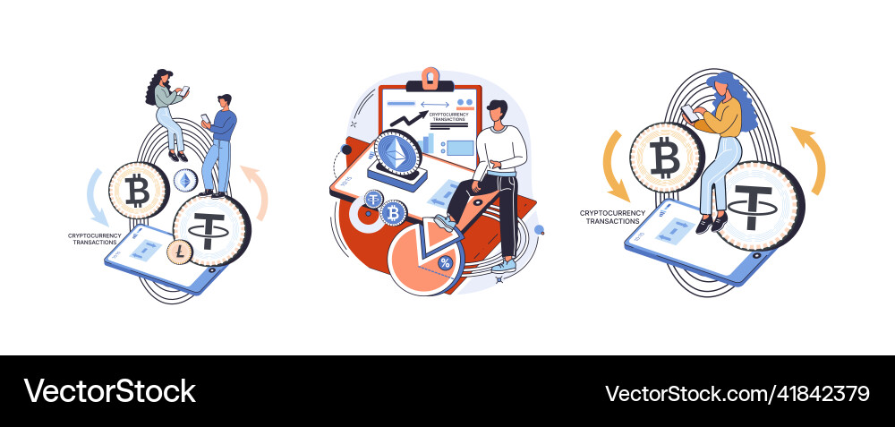 Cryptocurrency exchange platform and blockchain vector image