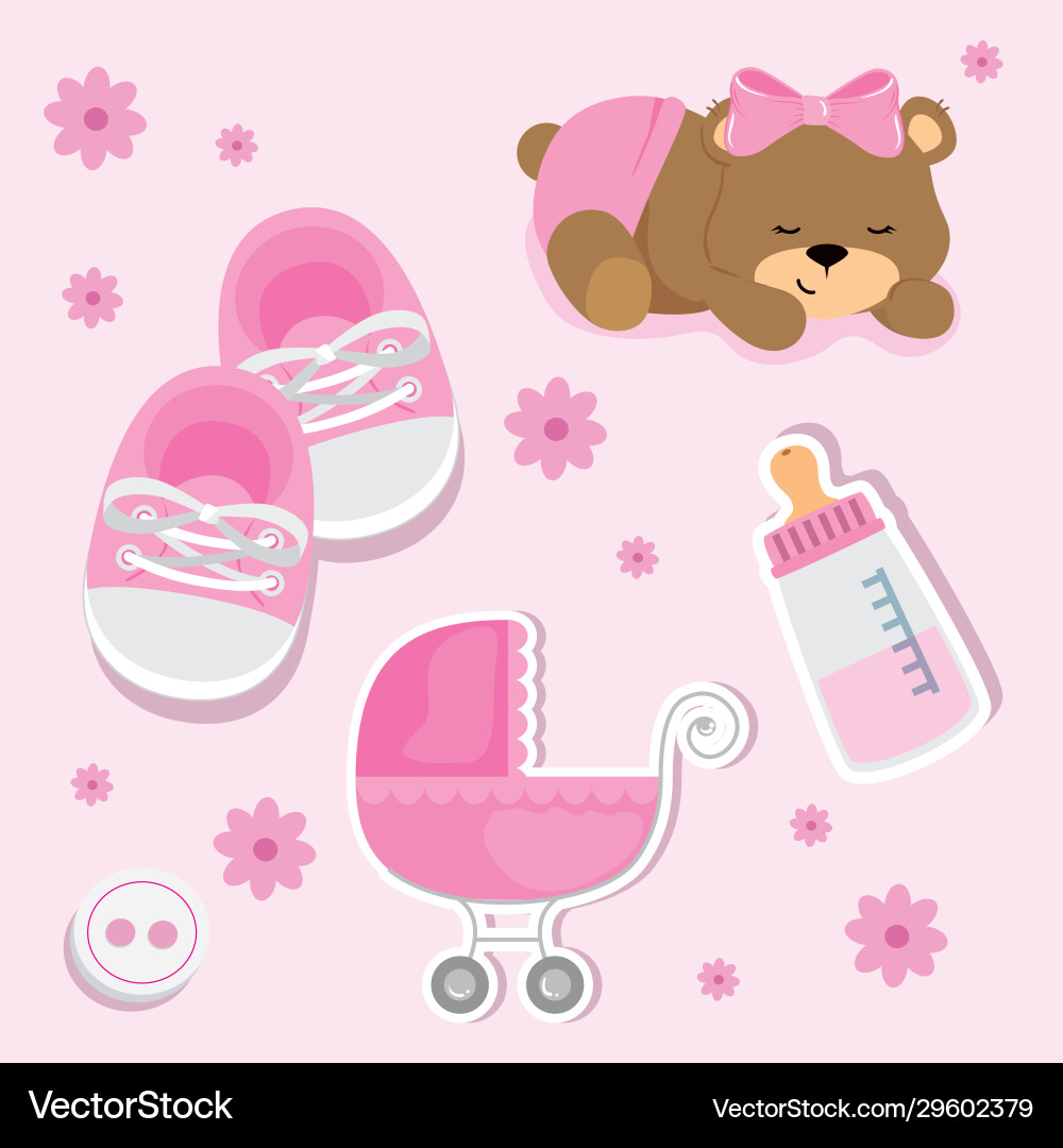 Cute Baby Shower Icons – Royalty-Free Vector | VectorStock, image size:1000x1080