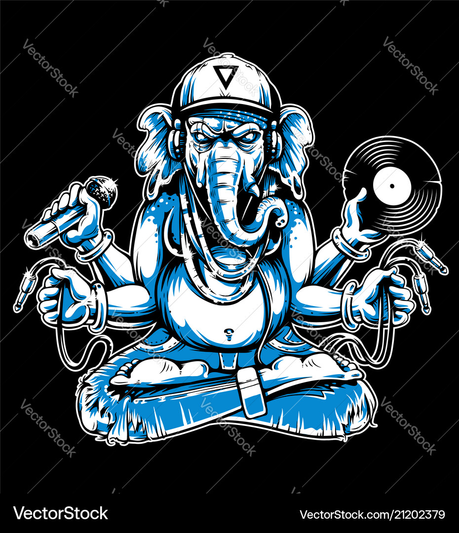 Ganesha with Musical Elements vector image