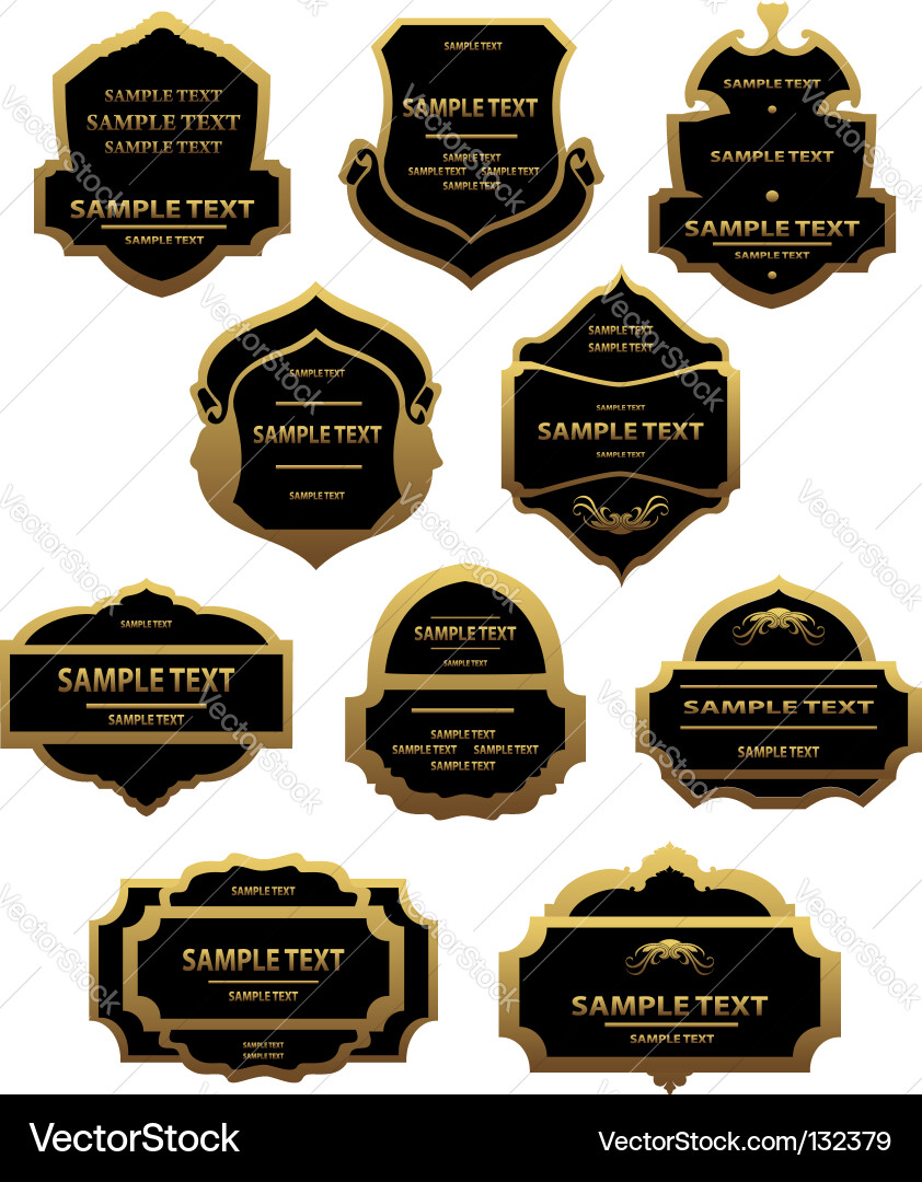 Golden Label Set Vector Image