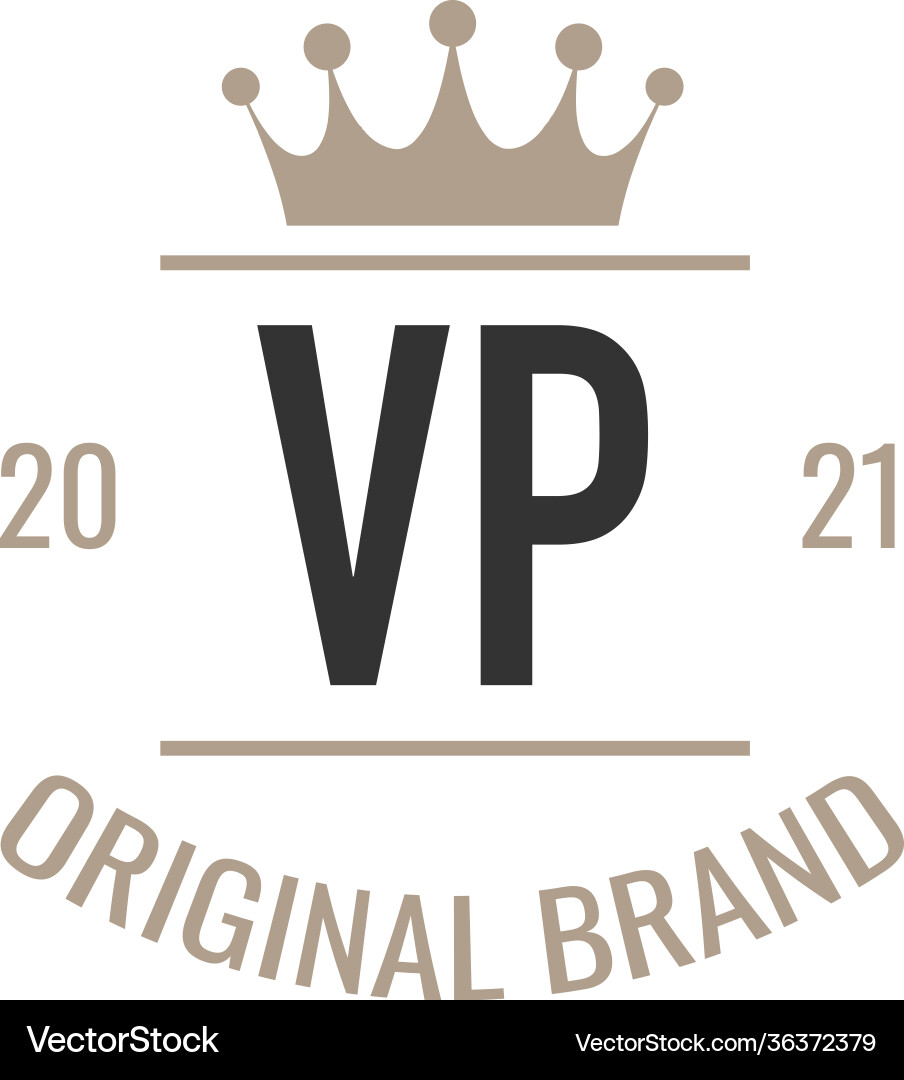 Initial letter vp king logo design template Vector Image
