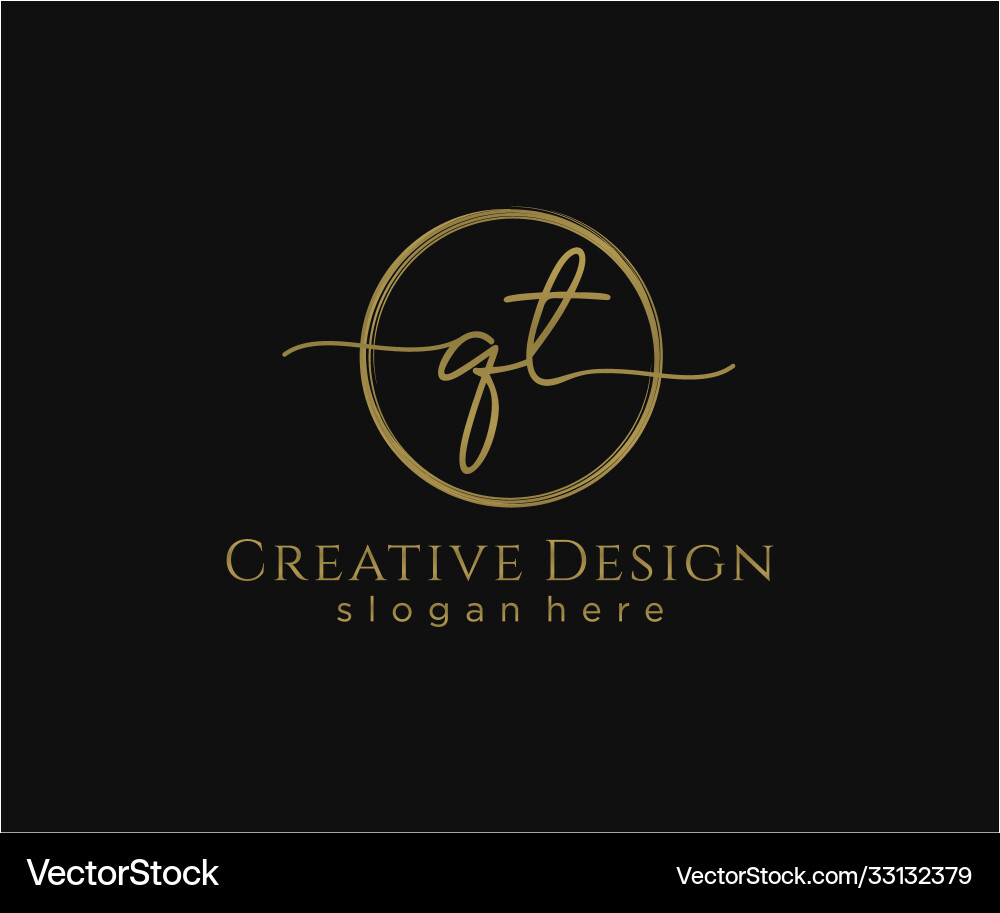Initial qt handwriting logo with circle template Initial qt handwriting logo with circle template vector image