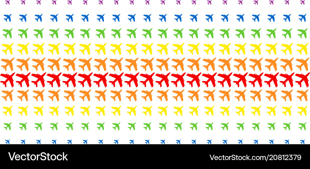 Jet plane shape halftone spectrum array Jet plane shape halftone spectrum array Vector Image