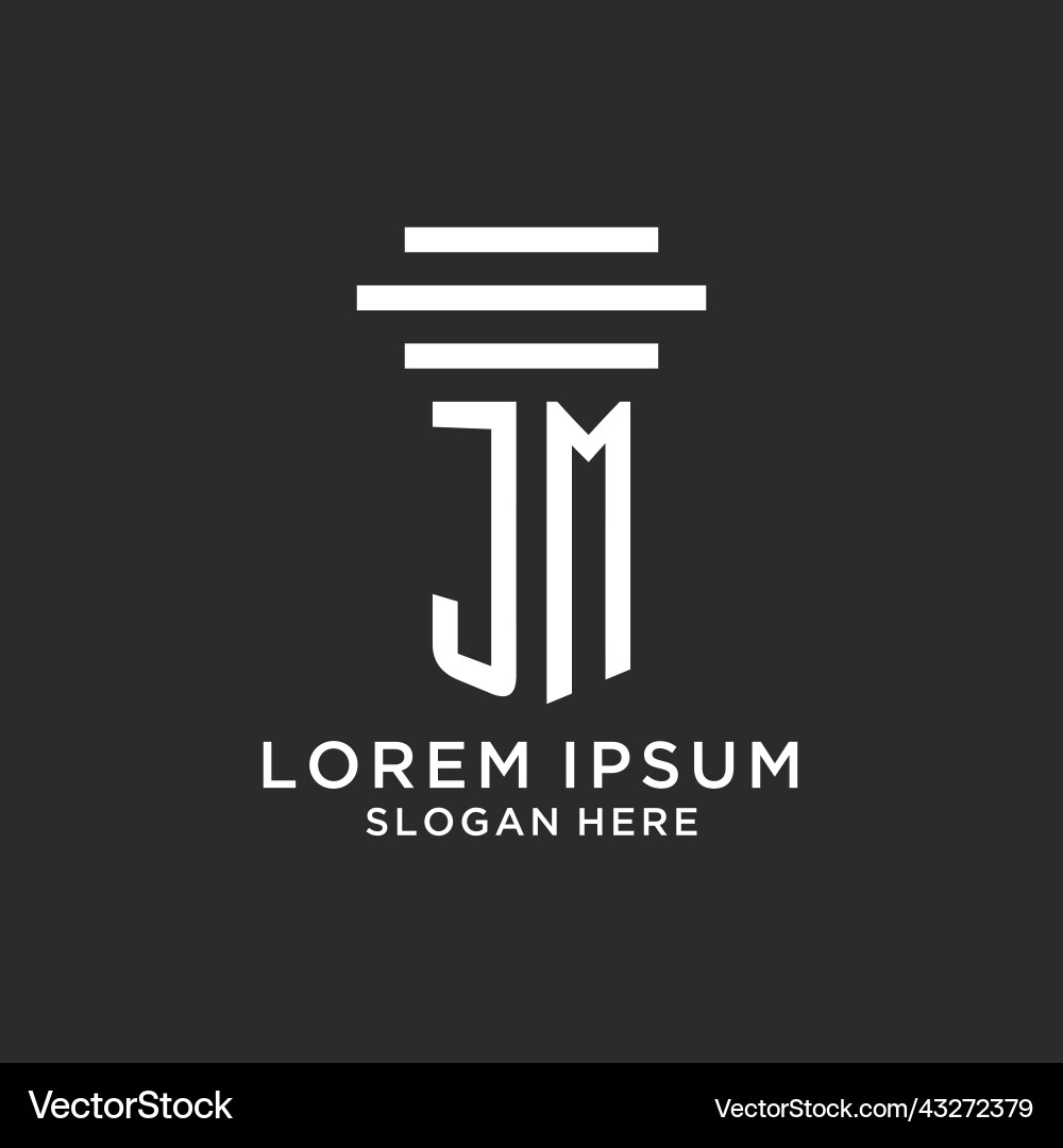 Jm initials with simple pillar logo design vector image