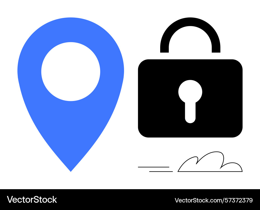 Location pin and lock symbolizing geolocation Vector Image