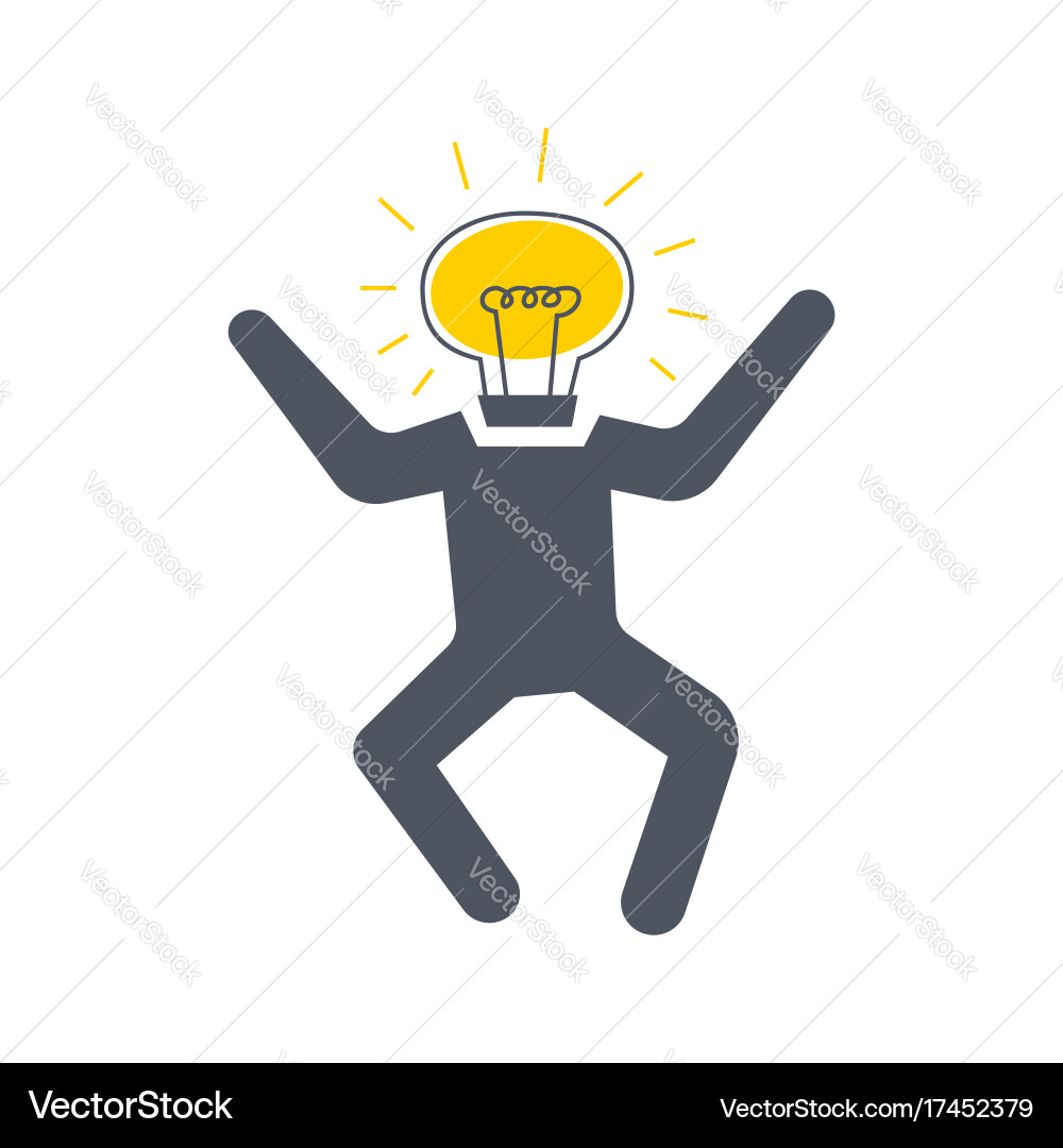 Man with a bulb instead of head jumping new vector image