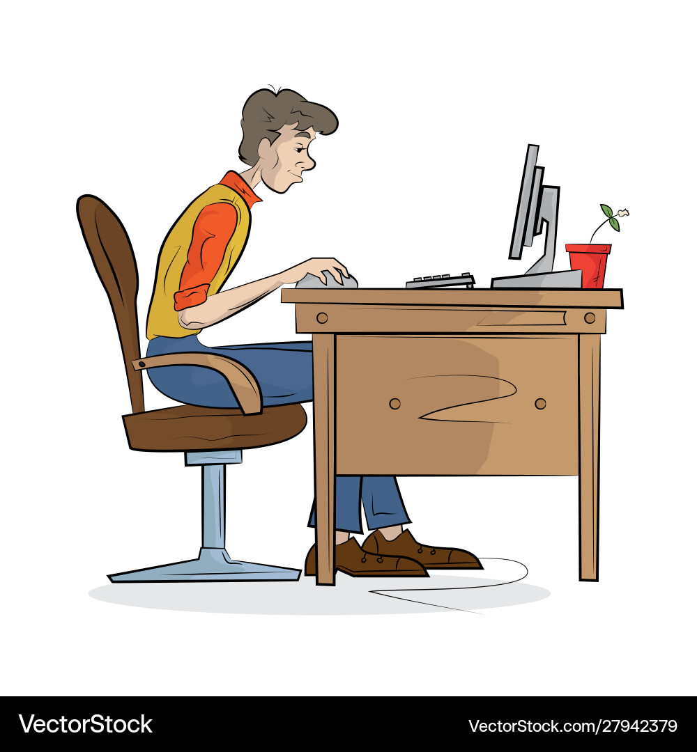 Man works on computer Man works on computer vector image