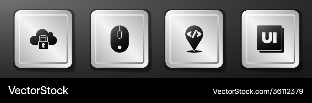 Set cloud computing lock computer mouse front Set cloud computing lock computer mouse front vector image