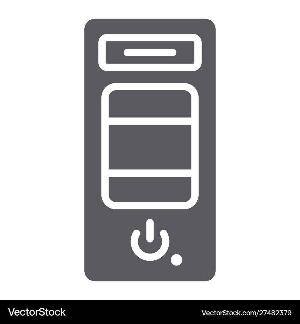 System unit glyph icon hardware and device case vector image
