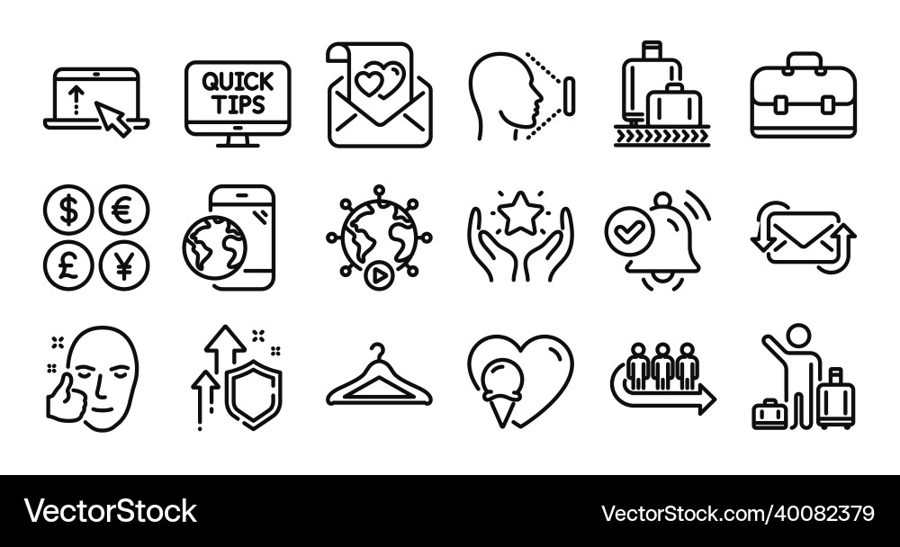 Web tutorials healthy face and id line icons Web tutorials healthy face and id line icons vector image