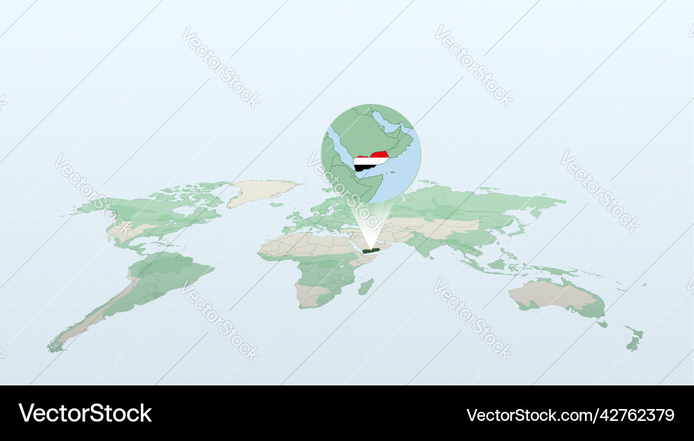 World map in perspective showing the location vector image