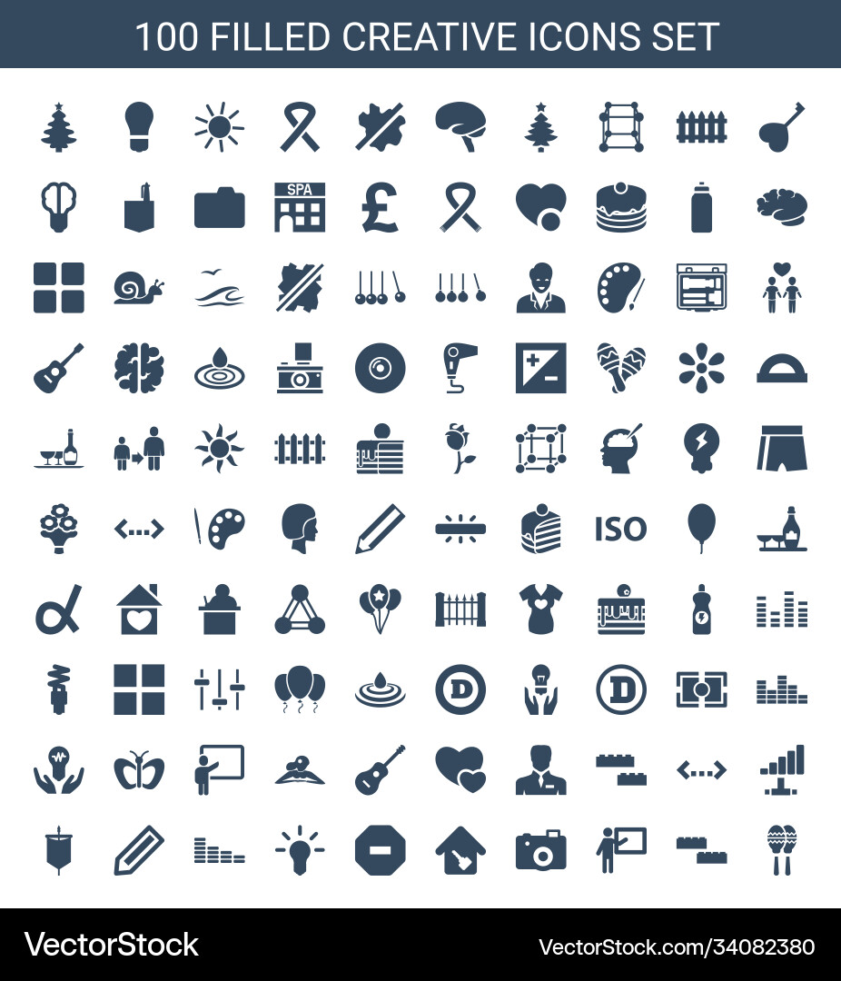 100 creative icons Royalty Free Vector Image - VectorStock