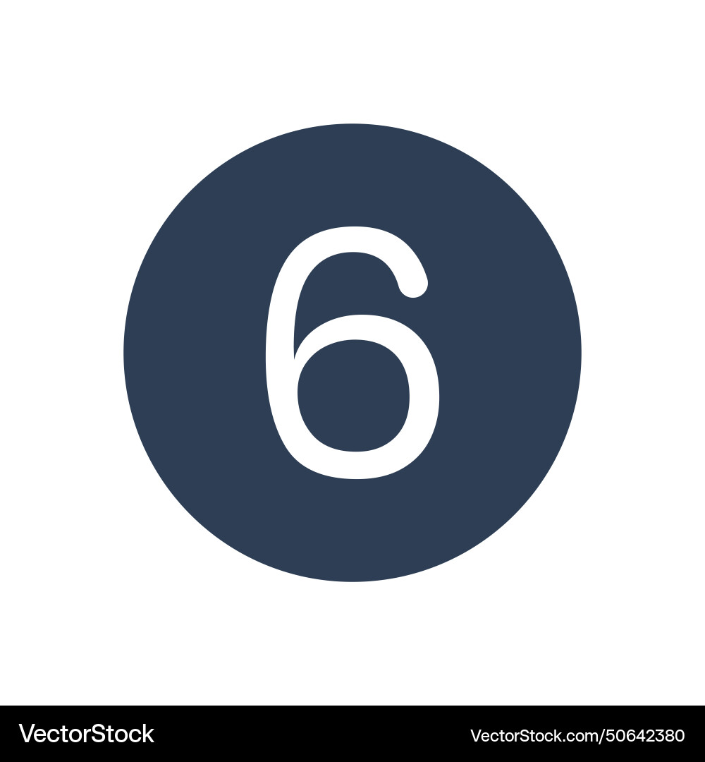 6 icon numeric number inside circle two vector image