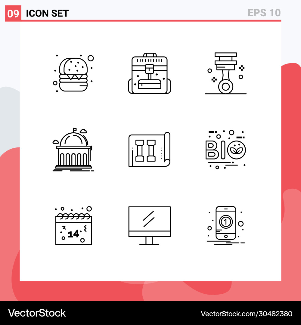 9 universal outlines set for web and mobile Vector Image