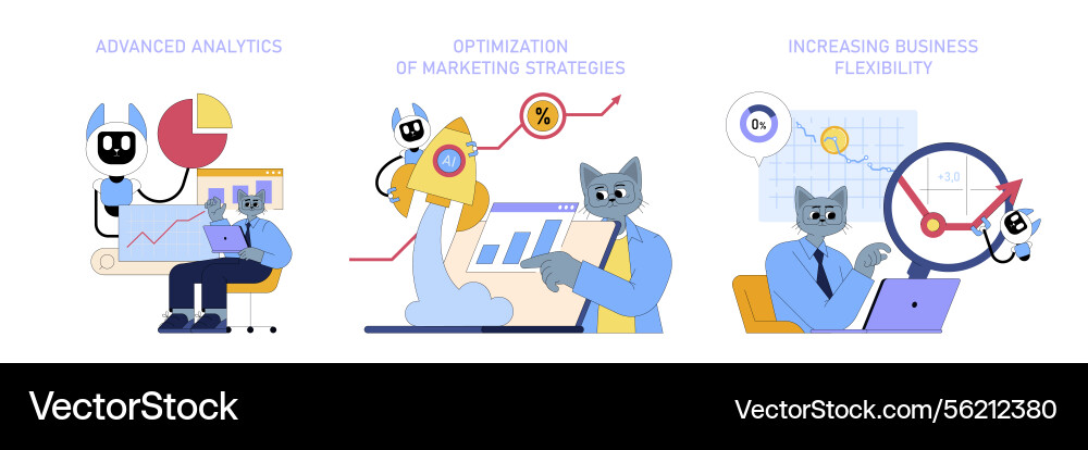 Ai in medium sized business processes flat Vector Image