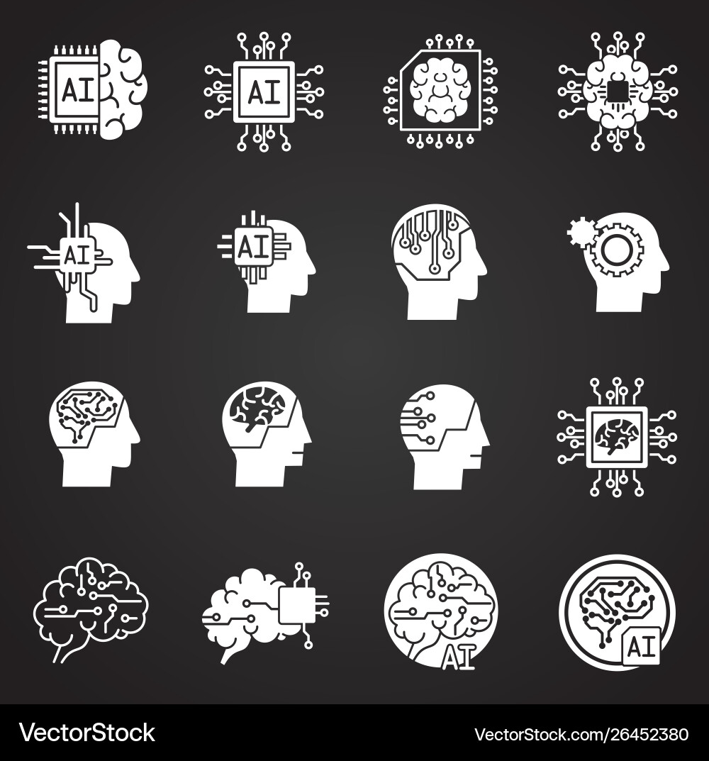 Artificial intelligence ai related icons set Vector Image