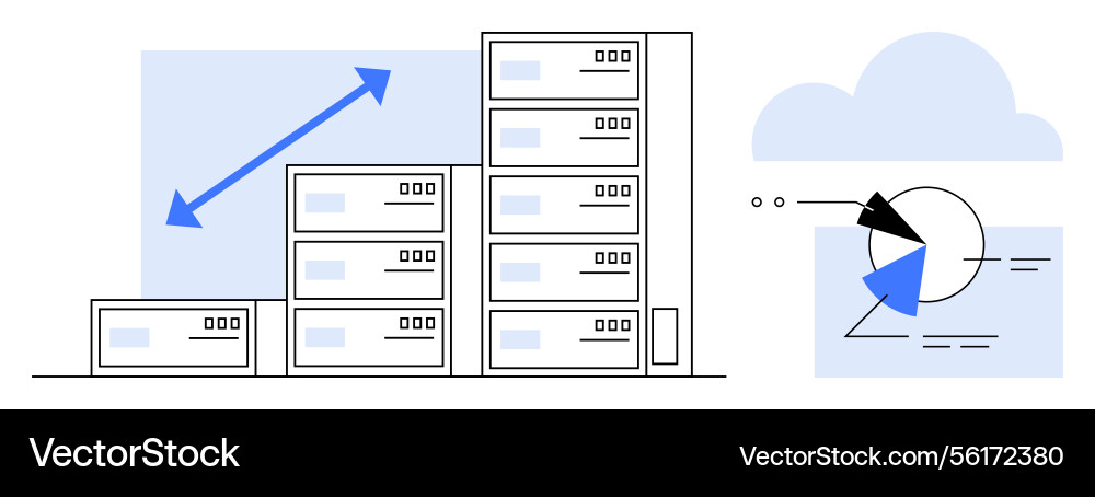 Cloud data storage with scaling servers Cloud data storage with scaling servers vector image