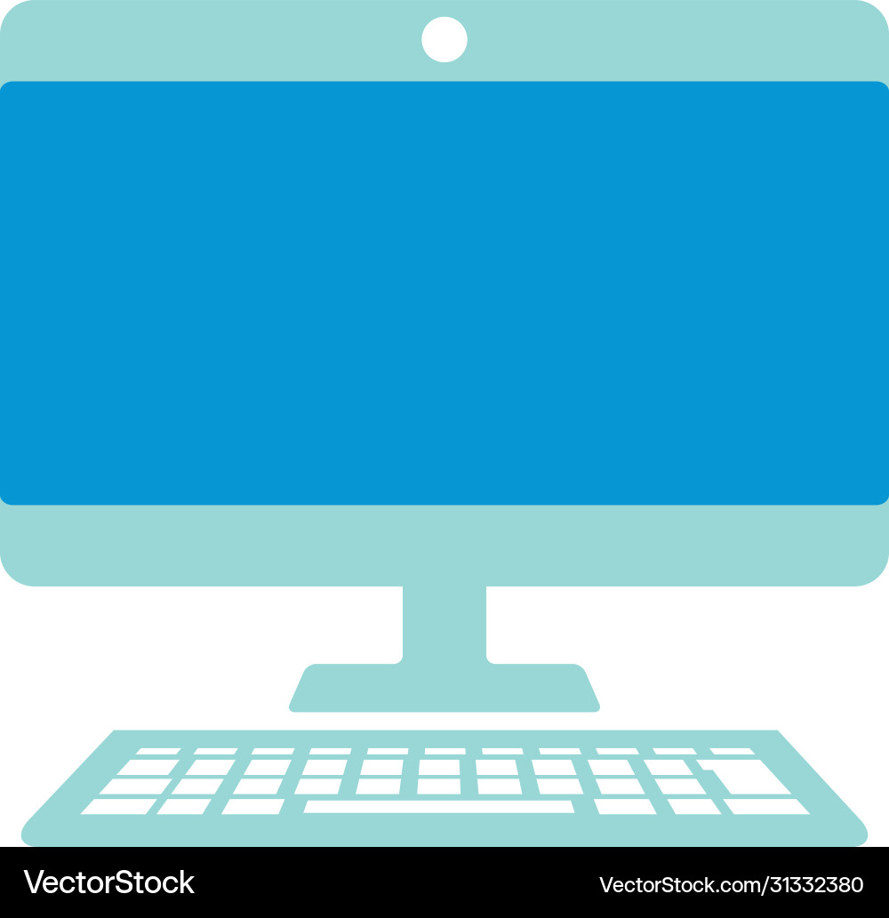 Computer monitor and keyboard flat style Computer monitor and keyboard flat style vector image