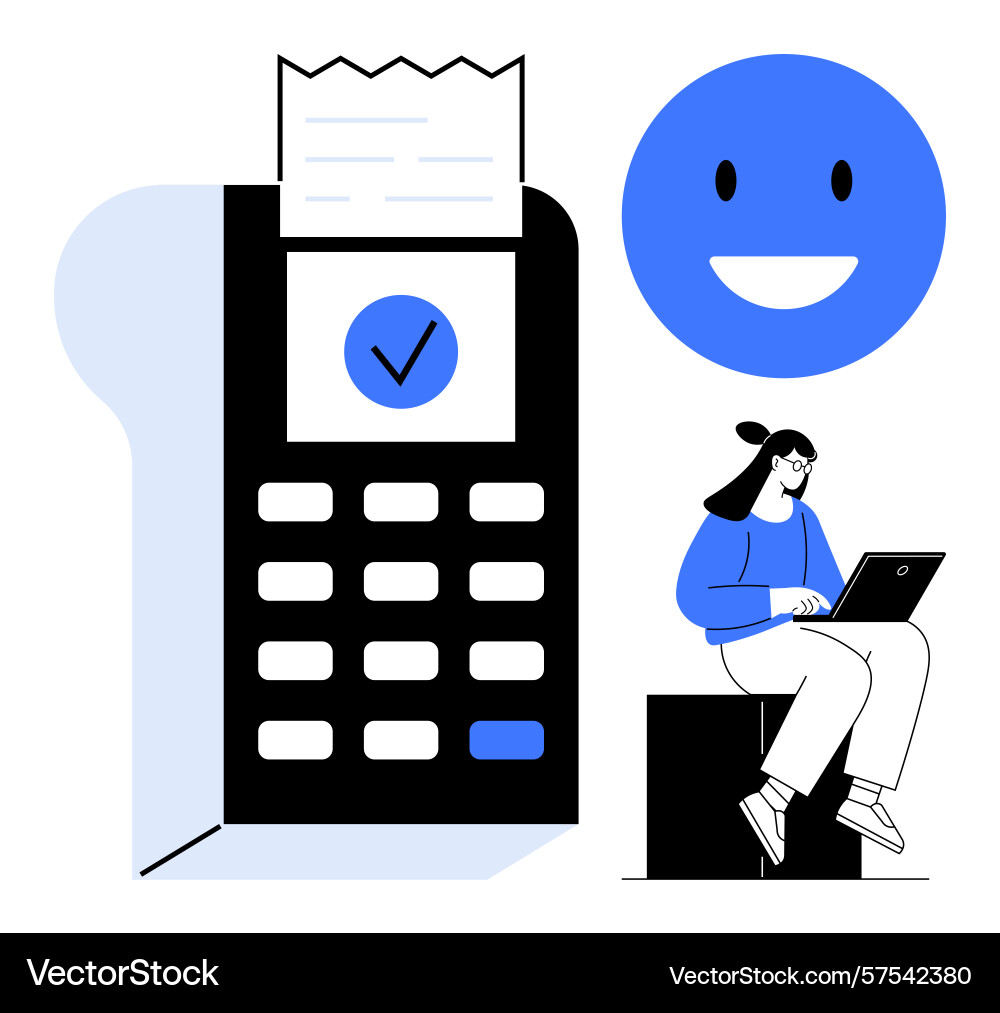 Digital payment approval with smiling face Digital payment approval with smiling face Vector Image