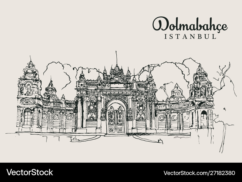 Drawing sketch dolmabahce istanbul Drawing sketch dolmabahce istanbul vector image