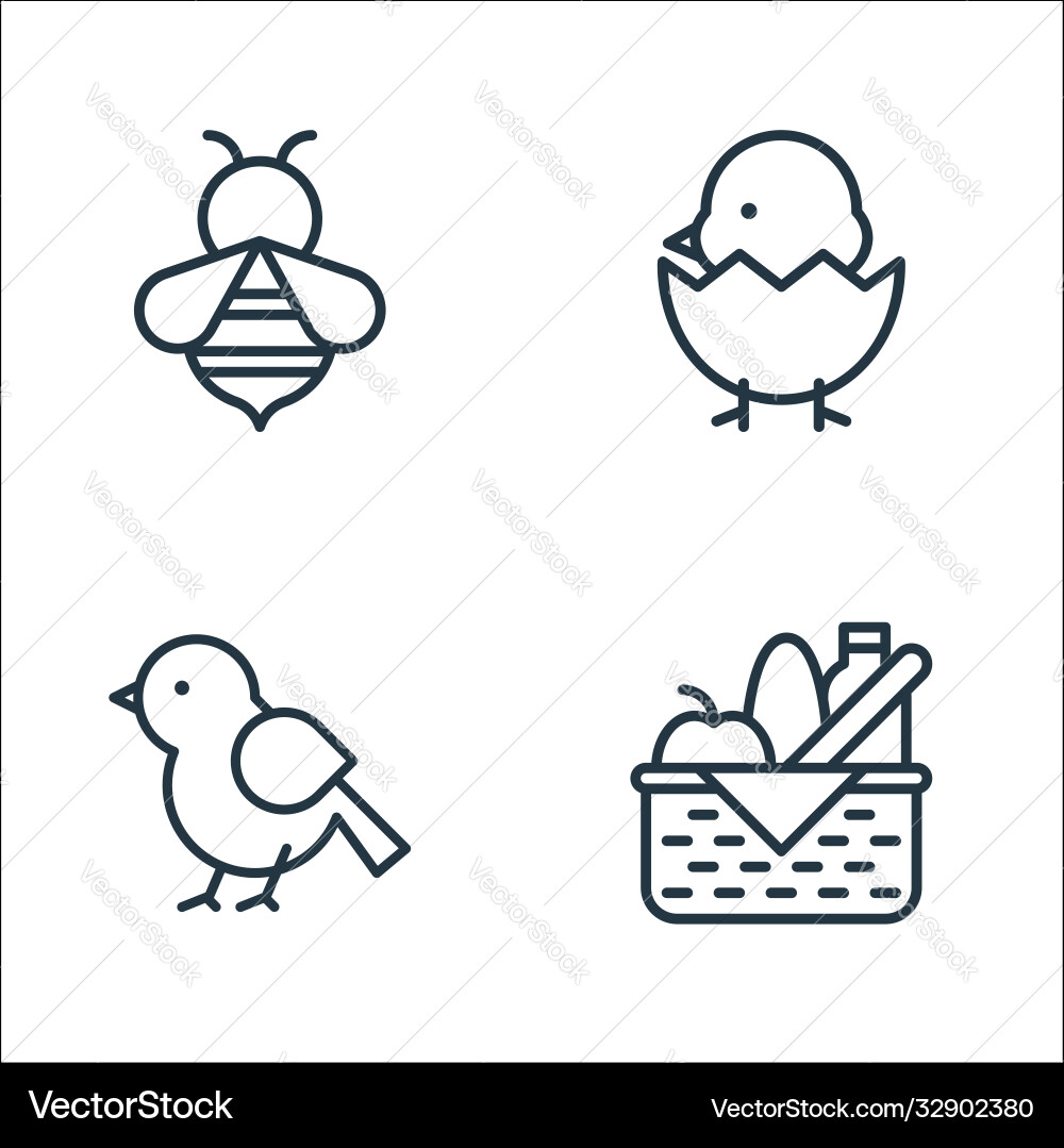 Flat spring line icons linear set quality Flat spring line icons linear set quality vector image