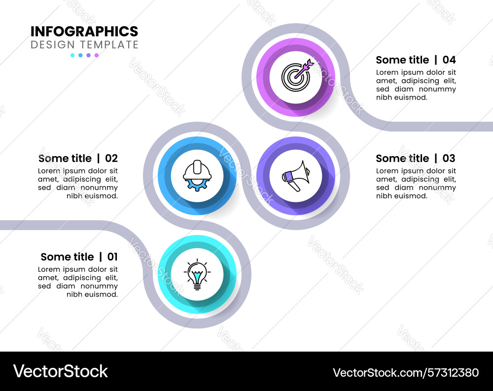 Infographic template zigzag line with 4 circles vector image