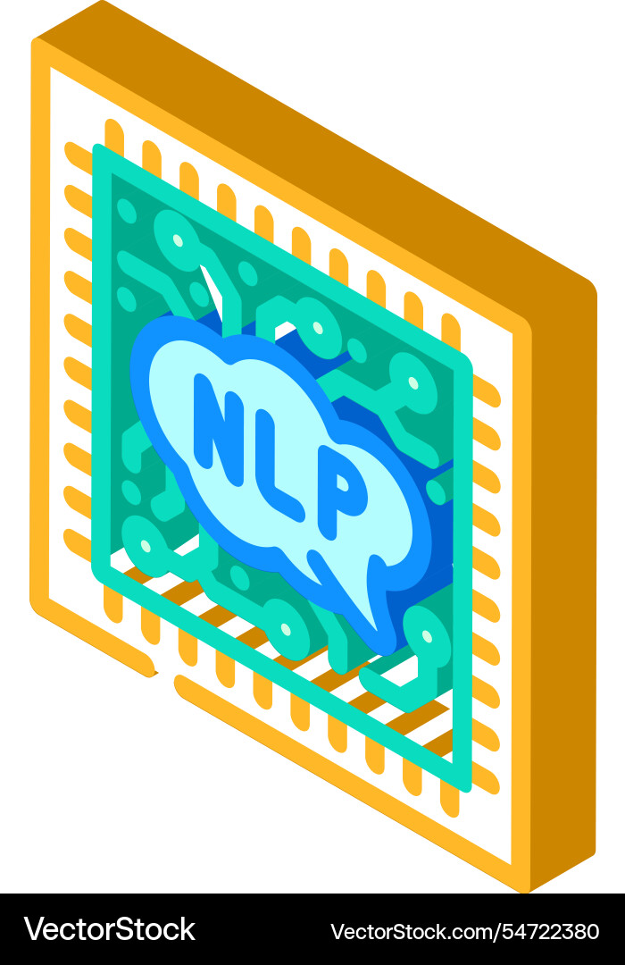 Language processor chip nlp isometric icon Vector Image