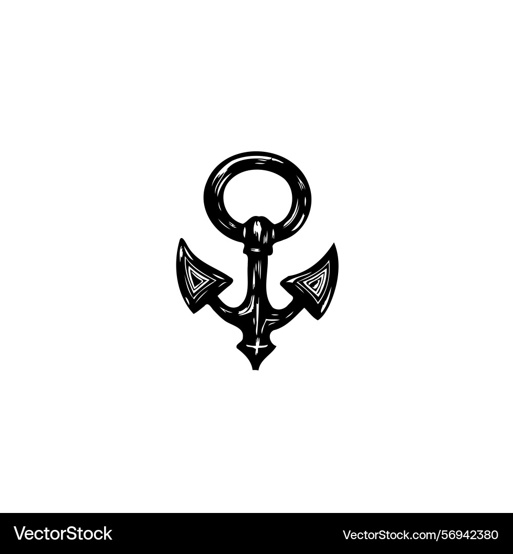 Monochromatic anchor artistic rendering Vector Image