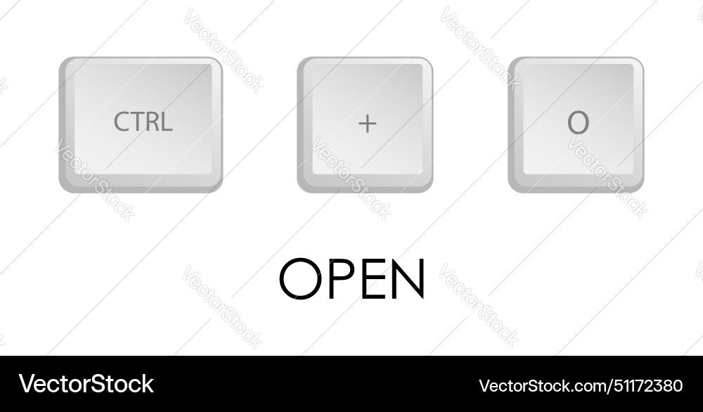 Open key combination keyboard shortcut vector image