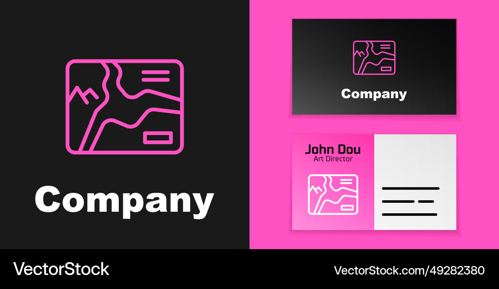 Pink line topographic map with route Pink line topographic map with route vector image