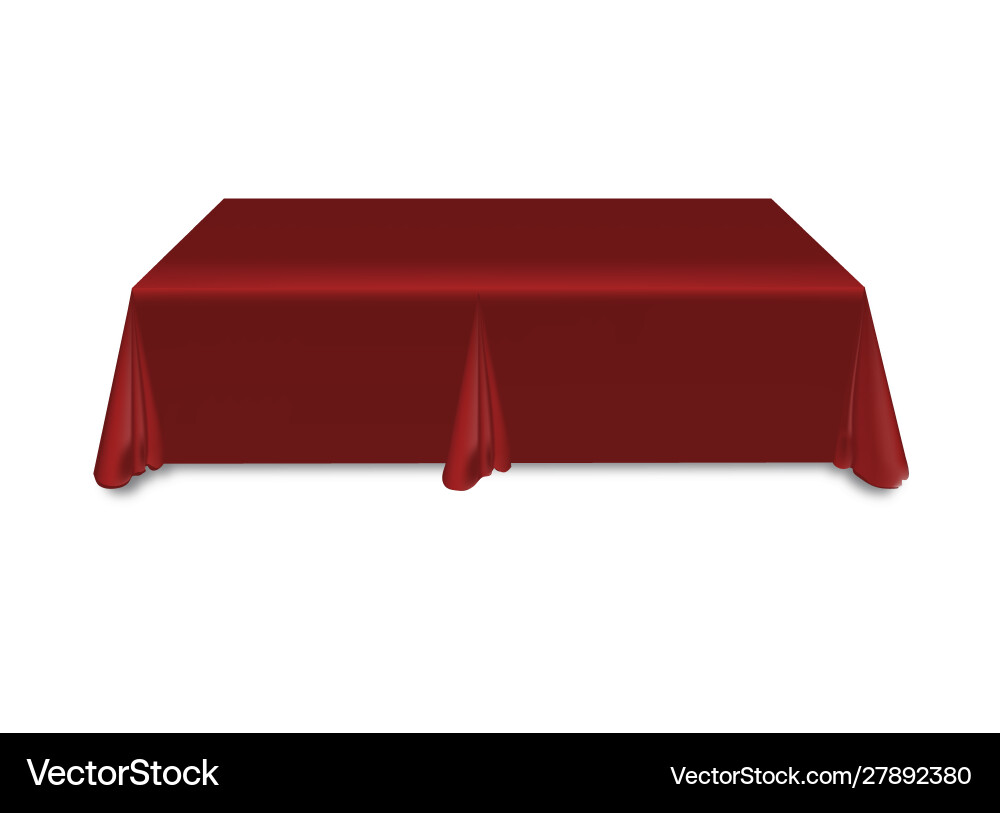 Red tablecloth on table empty mockup isolated Red tablecloth on table empty mockup isolated vector image