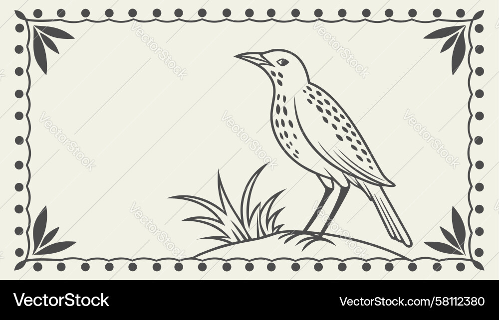Rustic Bird Border Frame Vector Image