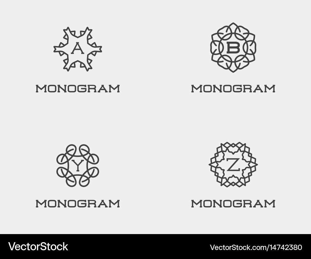 Set compact monogram design template with letter Vector Image