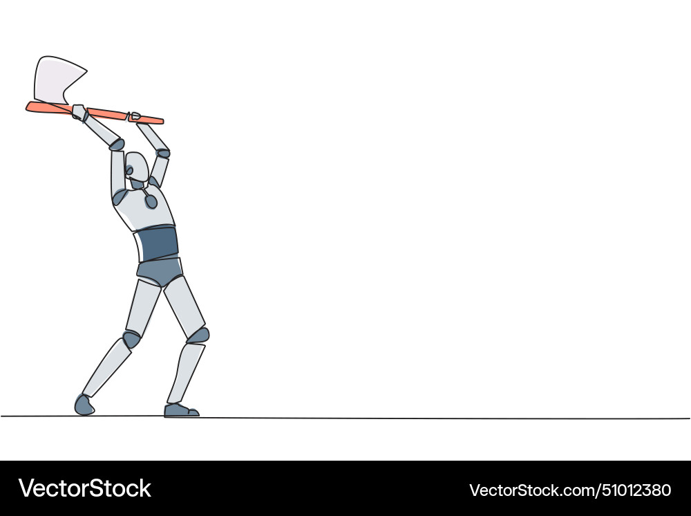 Single continuous line drawing smart robot Single continuous line drawing smart robot vector image