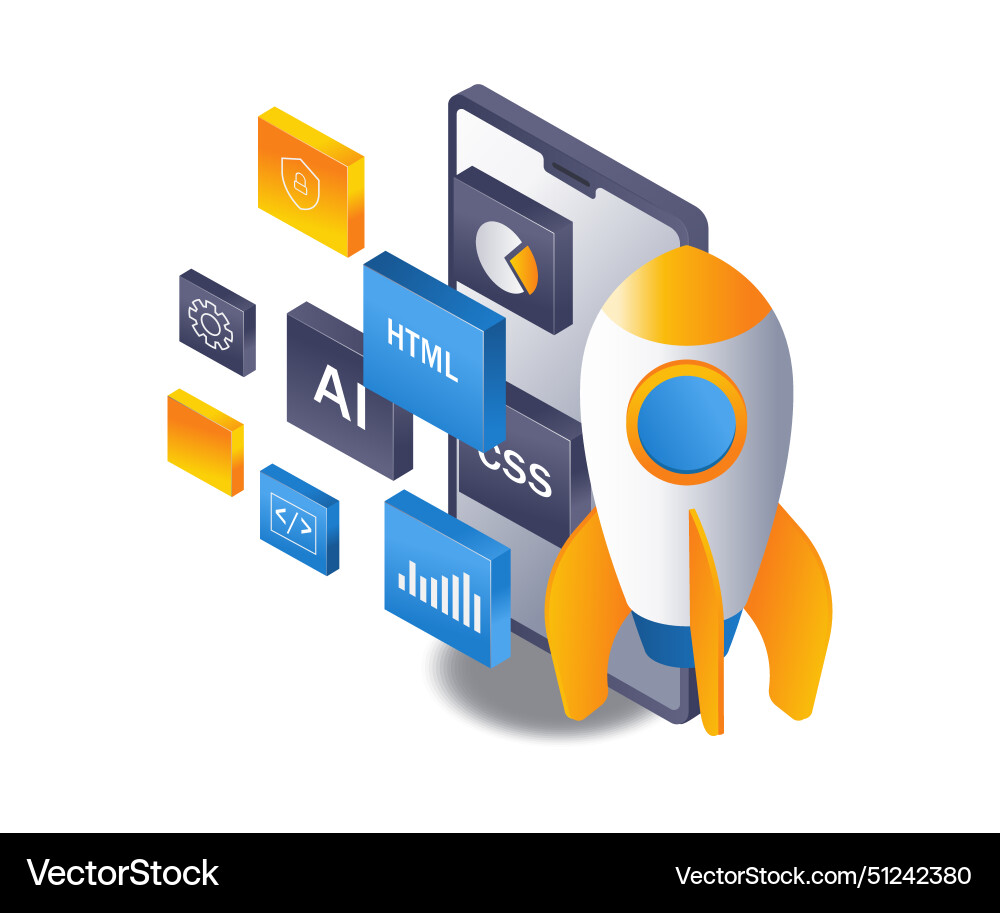 Startup web application developer infographic 3d Startup web application developer infographic 3d vector image