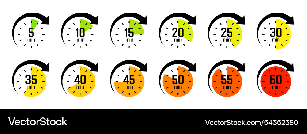 Stoppuhr Icons mit Zeigerpfeil bunt Stoppuhr Icons mit Zeigerpfeil bunt vektorbild