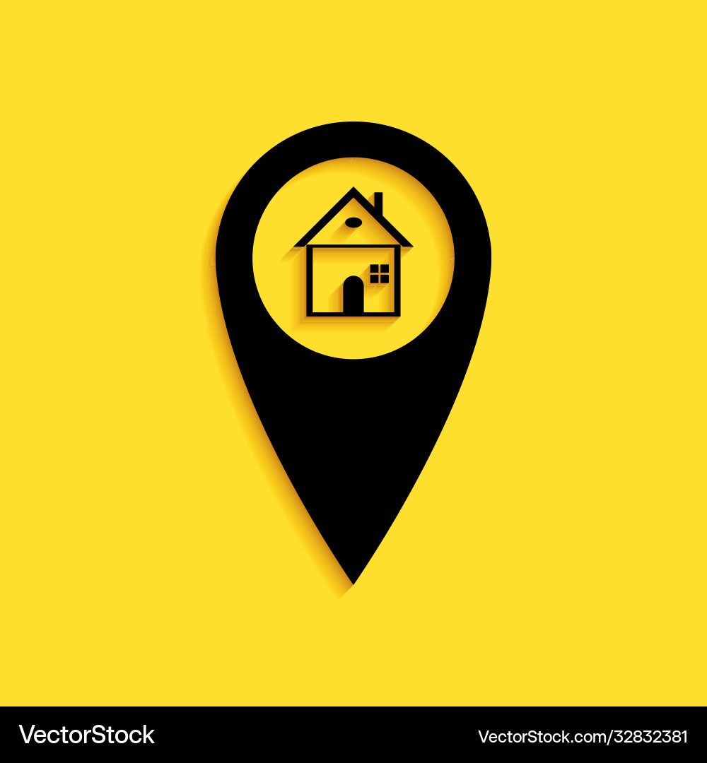 Black map pointer with house icon isolated vector image