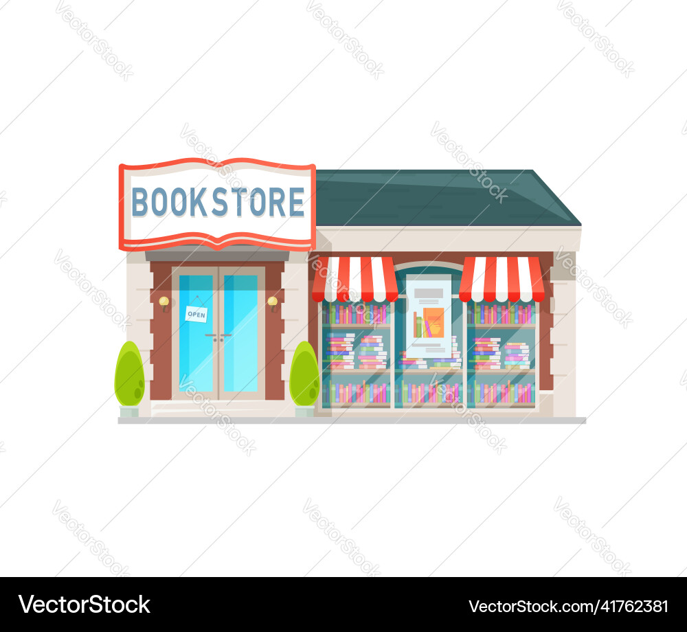 Bookstore shop building facade showcase vector image