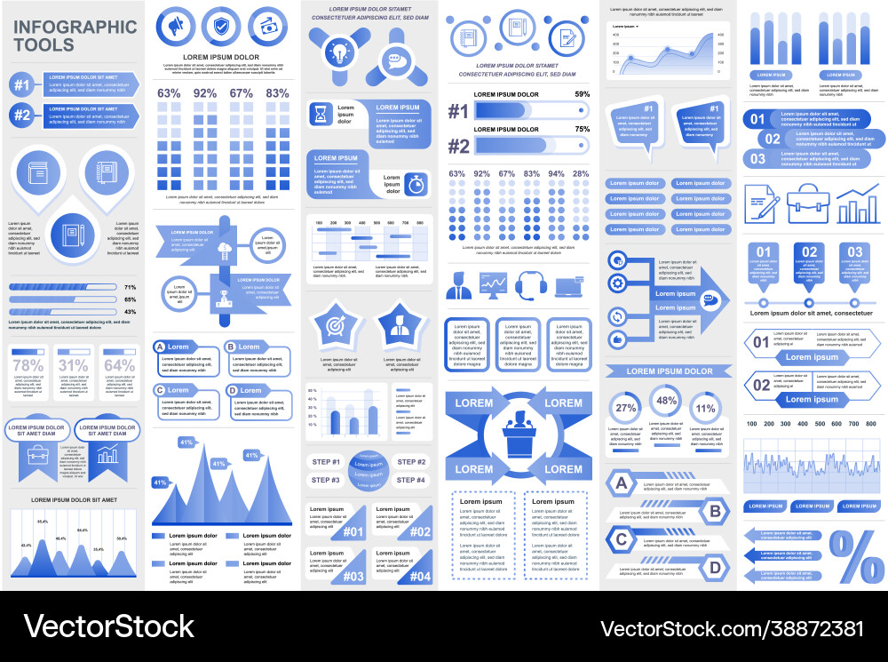 Bundle infographic elements data visualization vector image