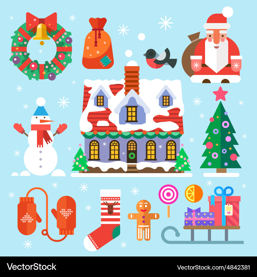 Christmas & New Year Icons vector image