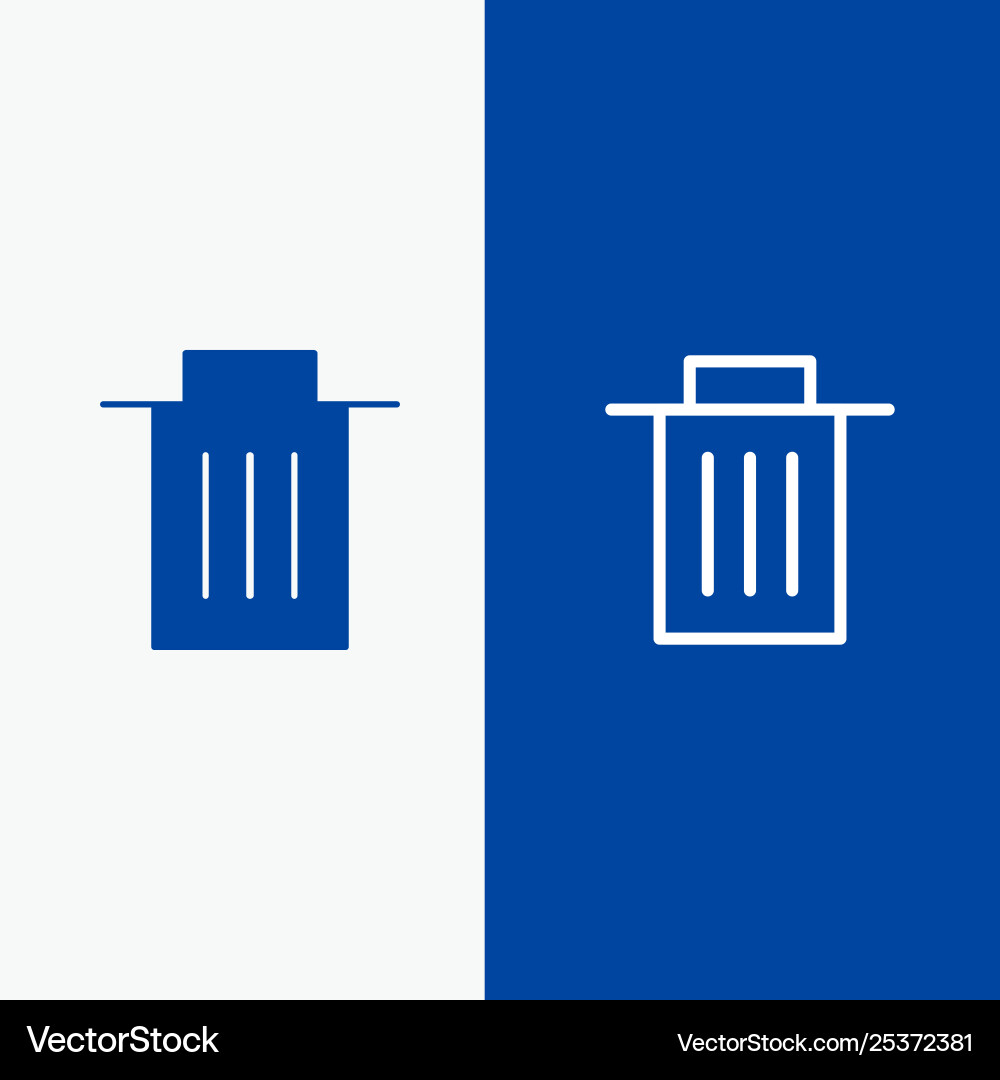 Delete interface trash user line and glyph solid Delete interface trash user line and glyph solid vector image