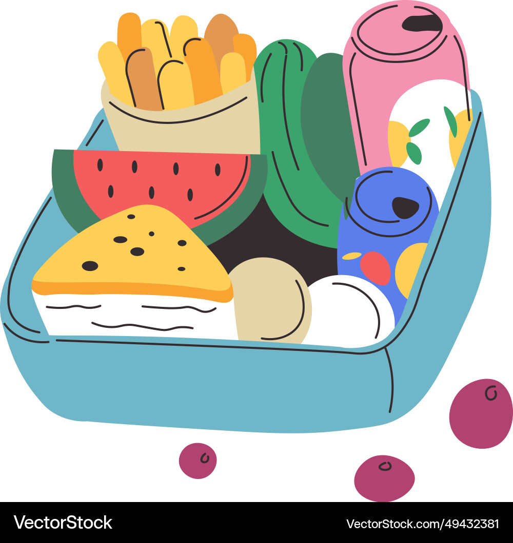 Food container with various and balanced Food container with various and balanced vector image